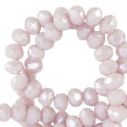 Faceted glass beads 3x2mm disc Soft rose ash-pearl shine coating